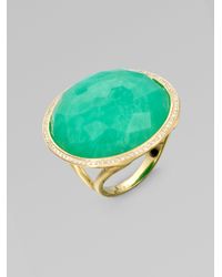 Ippolita | Green Diamond Accented 18k Gold Chrysoprase Ring | Lyst