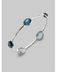 Ippolita | Blue Wonderland Indigo Mother-of-pearl, Clear Quartz & Sterling Silver Station Five-stone Doublet Ban | Lyst