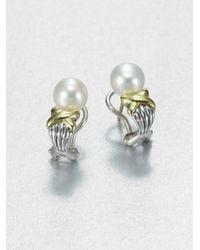 Lagos | Metallic Freshwater Pearl Sterling Silver and 18k Yellow Gold Earrings | Lyst