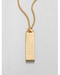 Marc By Marc Jacobs | Metallic Id Tag Pendant Necklace 10k Goldplated | Lyst