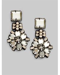Ranjana Khan | White Mirrored Flower Drop Earrings | Lyst