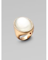 Roberto Coin | Metallic Mother Of Pearl Diamond 18k Rose Gold Ring | Lyst