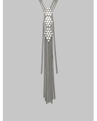 Gucci | Metallic Sterling Silver Geometric Tassel Necklace | Lyst