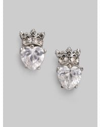 Lyst Juicy Couture Heart And Crown Earrings White In Metallic Juicy Couture