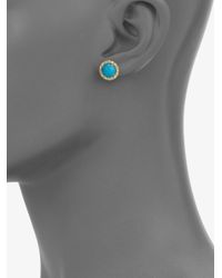 Mija | Blue Turquoise and White Sapphire Button Earrings | Lyst