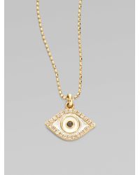 Sydney Evan | Metallic Diamond 14k Yellow Gold Enamel Evil Eye Necklace | Lyst