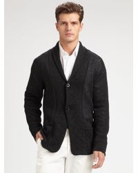 Armani | Black Shawl-collar Linen Cardigan for Men | Lyst