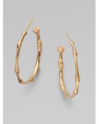 Dominique Cohen | Metallic 18k Gold Bamboo Hoop Earrings/1 | Lyst