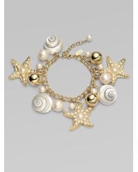 kate spade new york | Metallic Shell Bead and Faux Pearl Charm Bracelet | Lyst