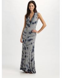 MICHAEL Michael Kors | Gray Tie-dyed Cowlneck Maxi Dress | Lyst