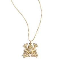 Sydney Evan | Metallic Diamond Green Garnet 14k Yellow Gold Frog Necklace | Lyst