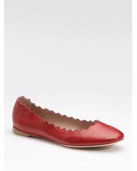 Chloé | Red Scalloped Ballet Flats | Lyst
