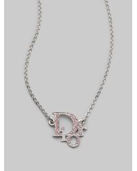 Dior | Metallic Pink Logo Strass Necklace | Lyst