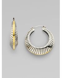Elizabeth and James | Metallic Sterling Silver Fluted Hoop Earrings | Lyst