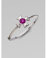 Jude Frances | Metallic Sterling Silver Maltese Cross Bangle Bracelet | Lyst