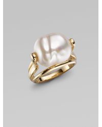 Majorica | Metallic 16mm White Baroque Pearl Ring | Lyst