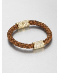 Michael Kors | Multicolor Braided Leather Paveacute Bead Bracelet | Lyst