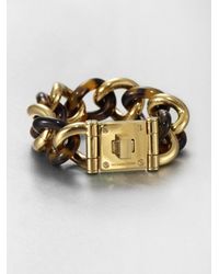 Michael Kors | Metallic Tortoisepattern Logo Lock Chain Link Bracelet | Lyst