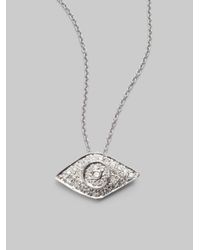 Roberto Coin | Diamond 18k White Gold Evil Eye Pendant Necklace | Lyst