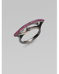 Stephen Webster | Metallic Pavé Ruby Blackened Sterling Silver Stacking Ring | Lyst