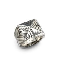 Elizabeth and James | Metallic Textured Pyramid Ring | Lyst
