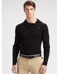 Ralph Lauren Black Label | Black Turtleneck Button Sweater for Men | Lyst