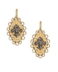 Belargo | Metallic Twotone Fleur De Lis Medallion Drop Earrings | Lyst