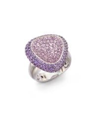Roberto Coin | Metallic Pavé Sapphire Amethyst 18k White Gold Cocktail Ring | Lyst