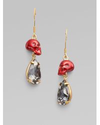 Alexander McQueen | Red Skull Drop Earrings | Lyst