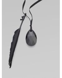 Ann Demeulemeester | Black Feather & Swarovski Stone Necklace | Lyst