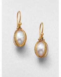 Gurhan | Metallic Capture South Sea Pearl & 24k Yellow Gold Drop Earrings | Lyst