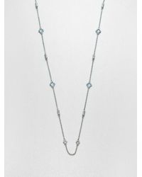 Judith Ripka | Metallic Blue Topaz Sterling Silver Station Necklace | Lyst