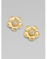 kate spade new york | Metallic Flower Patch Earrings | Lyst