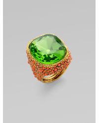 Kenneth Jay Lane | Green Stone Coral Cocktail Ring | Lyst