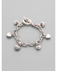 Lagos | Metallic Sterling Silver Heart Charm Bracelet | Lyst