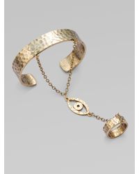 Low Luv by Erin Wasson | Metallic Evil Eye Bracelet with Attached Ring | Lyst
