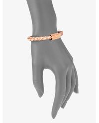 Michael Kors | Braided Metallic Leather Logo Bead Bracelet | Lyst