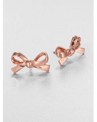 kate spade new york | Metallic Skinny Mini Bow Earrings | Lyst