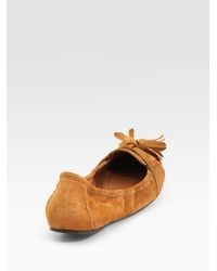 Burberry | Brown Suede Tassel Ballet Flats | Lyst