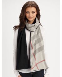 Burberry | Gray Cashmere Reversible Knit Scarf | Lyst
