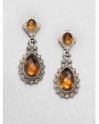 Konstantino | Orange Cognac Quartz Citrine Sterling Silver and 18k Yellow Gold Earrings | Lyst