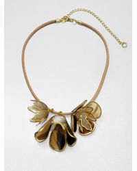 Marni | Metallic Horn Floral Pendant Necklace | Lyst