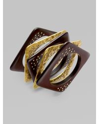 ABS By Allen Schwartz | Brown Wood Bangle Bracelet Set | Lyst