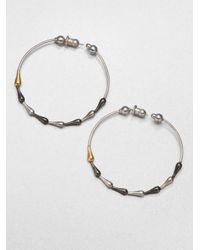 Gurhan | Metallic Spring 24k Yellow Gold & Sterling Silver Hoop Earrings/1.75 | Lyst