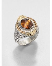 Konstantino | Metallic Cognac Quartz Citrine Sterling Silver and 18k Yellow Gold Ring | Lyst
