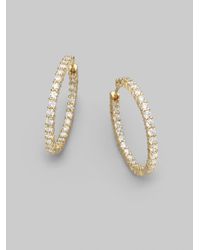 Roberto Coin | Metallic Diamond & 18k Yellow Gold Hoop Earrings | Lyst