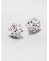 Adriana Orsini | Metallic Faceted Floral Sterling Silver Button Earrings | Lyst