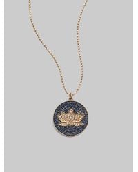 Sydney Evan | Metallic Diamond Sapphire 14k Gold Lotus Disc Necklace | Lyst