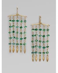 Padma | Green 14k Gold 10k Gold Emerald Dangling Fringe Earrings | Lyst