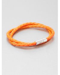 Tateossian | Orange Silver Pop Scoubidou Bracelet for Men | Lyst